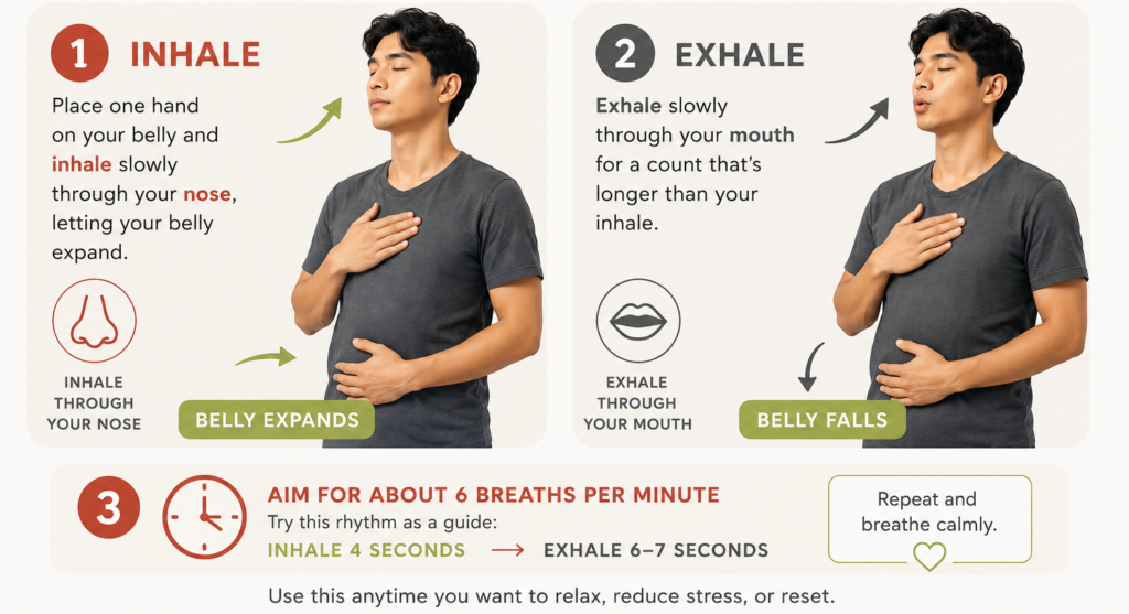 Practice slow diaphragmatic breathing
